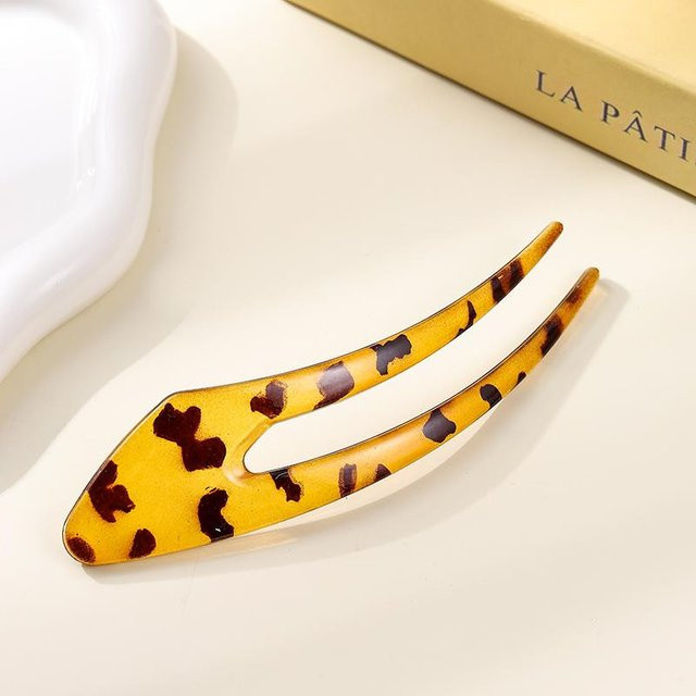 Haarspange Acetat Acryl, U-Form, Schildpatt Leopard, Damen - Bild 1