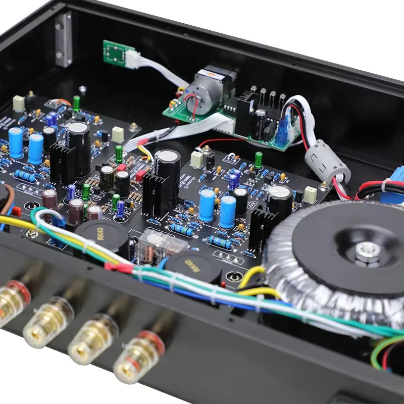 SUQIYA Kombinierter Verstärker mit Vorverstärker und Endstufe, 75 W + 75 W, 8 Ohm, 4-Wege-RCA-Eingang, Schwarz, mit Fernbedienung - Bild 2