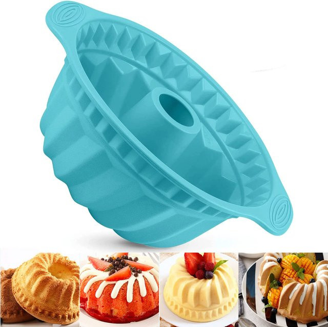 FSMHOME 3D Silikon Backform für geriffelte Kuchen, rund, Farbe: Grau - Bild 1