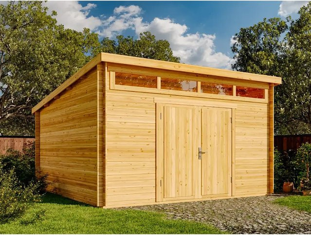Alpholz Gartenhaus Maria-Viva28 Pultdach mit Imprägnierung in Pinie, Farbe Braun, B: 449 cm, T: 427 cm, H: 245 cm - Bild 1