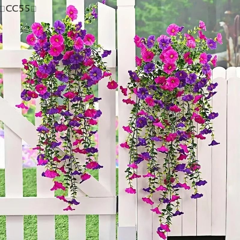 ieniaCC55 Maga 2er-Set künstliche Morning Glory hängende Blumen in Multicolor für Garten und Hochzeitsdekoration - Bild 2