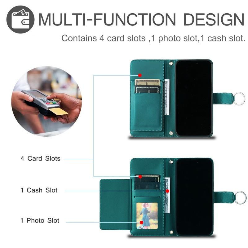 Luxus Flip Wallet Case aus PU Leder mit Kartenfächer und Standfunktion für OPPO A77 5G, A77, A77S, A38, A40, A60, A80, A93, A93S, K12X in Grün - Bild 5