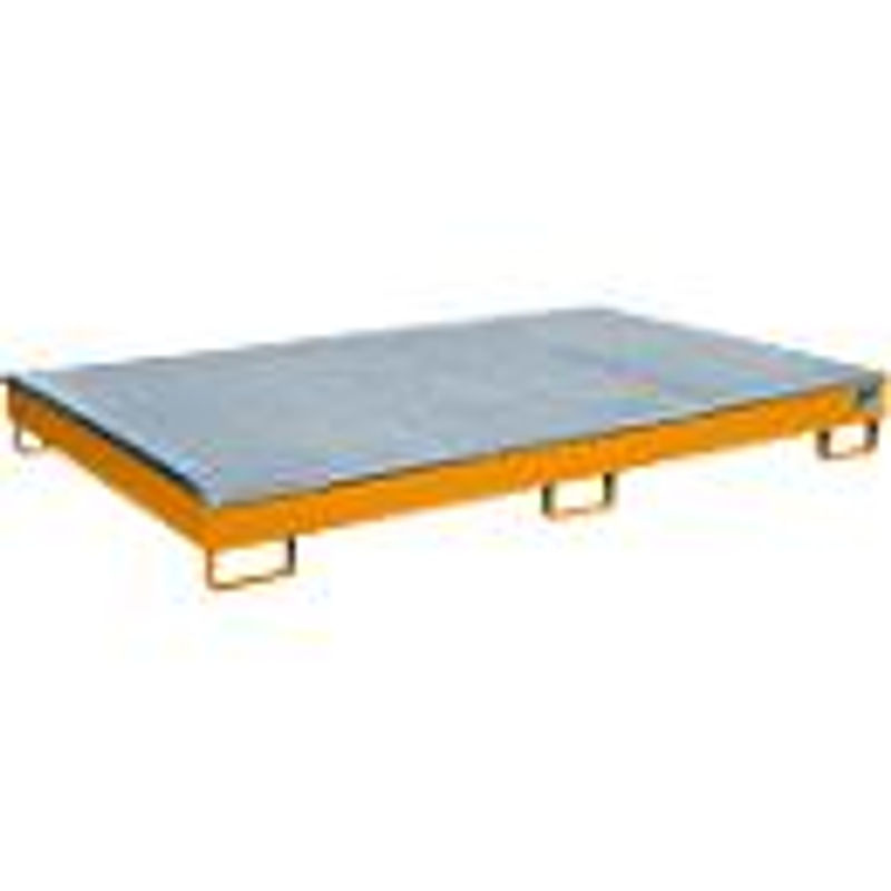 Bauer Regalwanne RW-GR 2200-1 PE mit PE-Einsatz und Gitterrost, gelborange RAL 2000, B: 131,5 cm, T: 216,5 cm, H: 23 cm - Bild 2