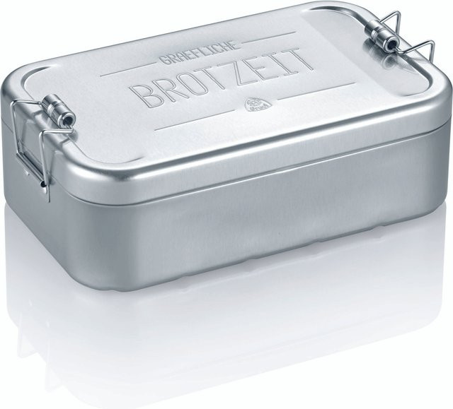Graef Brotdose aus Metall und Emaille in Silber mit Clip-Verschluss - Bild 1