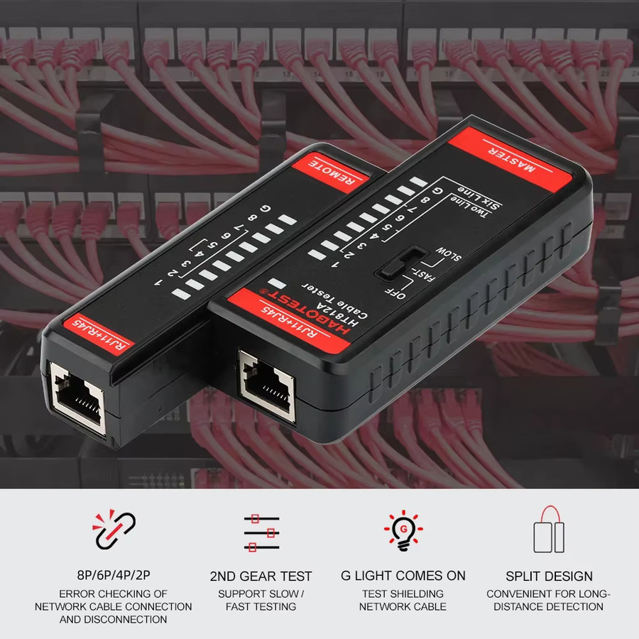 TELEHILL LAN Kabel Tester für RJ45 RJ11 RJ12 Cat5 UTP Ethernet Netzwerk Werkzeug in Schwarz - Bild 5