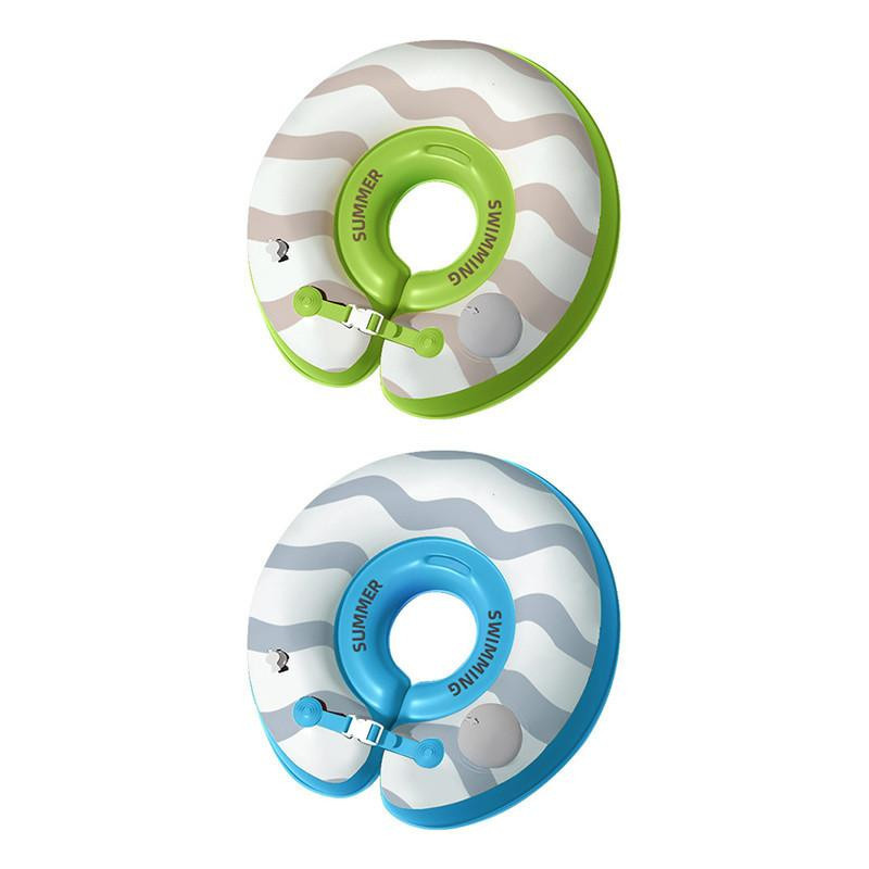 ZincHaugh Kinder-Schwimmring Aufblasbarer Baby-Badekragen Geometrisches Muster blau 22-Zoll 0-6 Monate - Bild 1