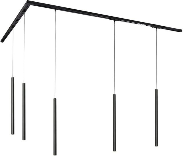 QAZQA Modernes Schienensystem Iconic Frini mit 5 Pendelleuchten in Schwarz, 1-phasig - Bild 1