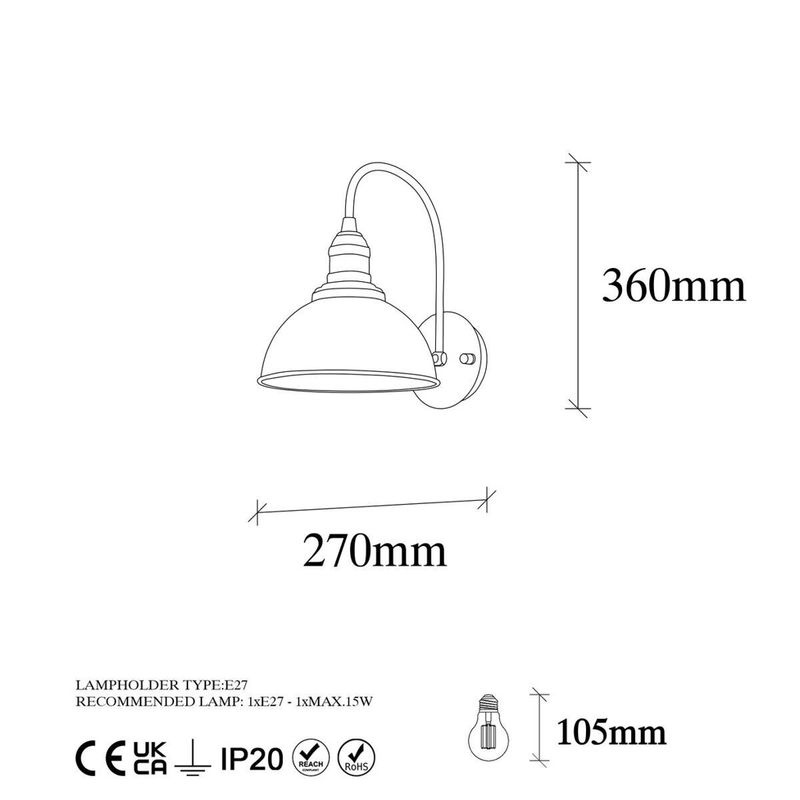 Opviq Wandleuchte Varzan in Schwarz und Bronze aus Metall mit E27 Fassung, B: 27 cm, H: 36 cm, T: 27 cm - Bild 3