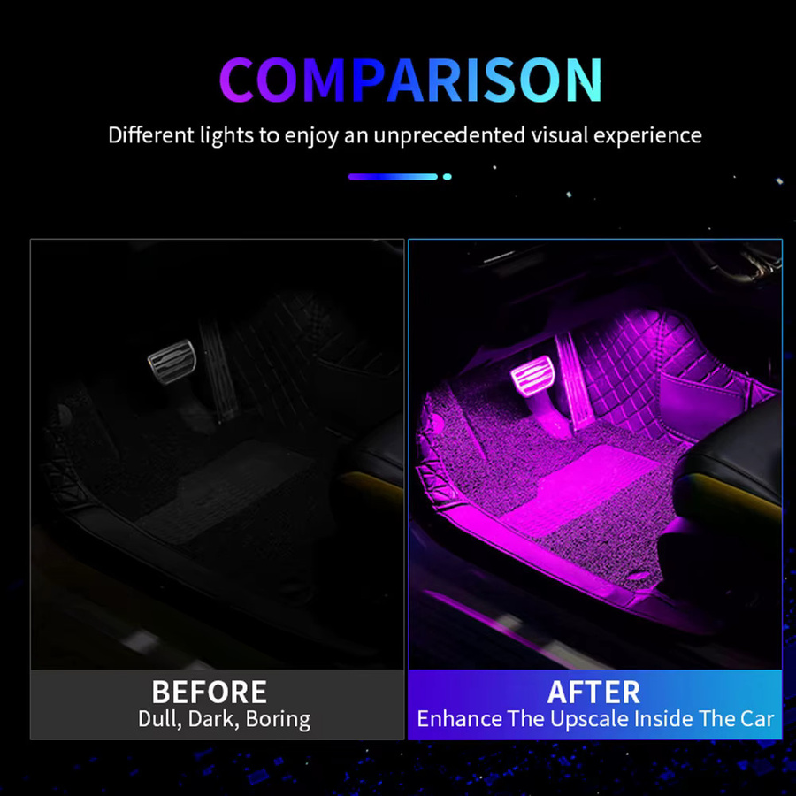 WUMFIRE LED Auto Innenbeleuchtung Neon Fußlicht mit USB-Anschluss zur dekorativen Hintergrundbeleuchtung - Bild 3
