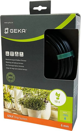 GEKA Drip Bewässerungssystem mit Reihentropfern für Balkon und Terrasse, Schwarz, Ø 6 mm