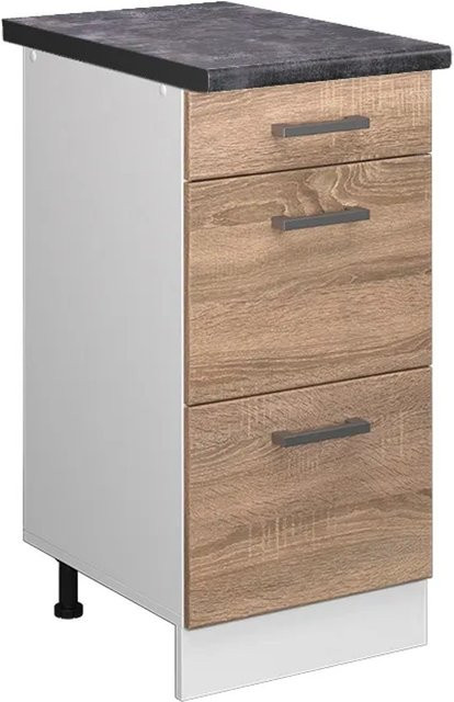 Vicco Küchenunterschrank R-Line Sonoma/Weiß mit Schubladen und Türen, B/T/H: 40 x 60 x 81,6 cm - Bild 1