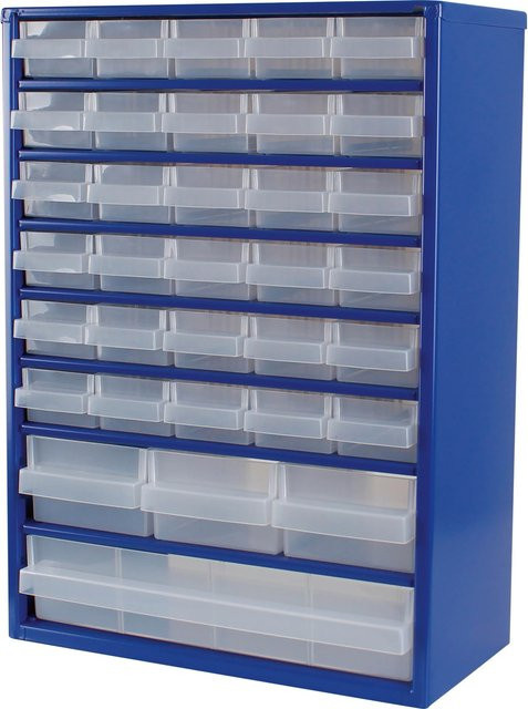 LUX-TOOLS Stahlmagazin mit 34 Schubladen in Blau und Transparent, B/T/H: 42,0 x 30,6 x 15,0 cm - Bild 1