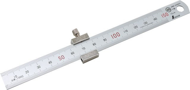 Shinwa 76751 Edelstahllineal mit Anschlag, Farbe: Silber, Länge: 15 cm - Bild 1