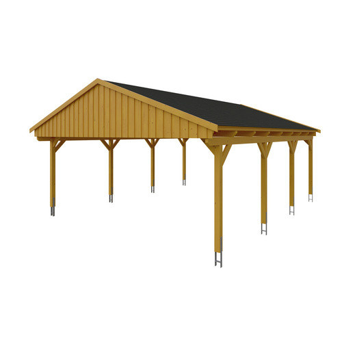 Skan Holz Carport Fichtelberg aus Fichte Leimholz in Beige mit Dachschindeln B: 618 cm, T: 808 cm, H: 362 cm - Bild 3