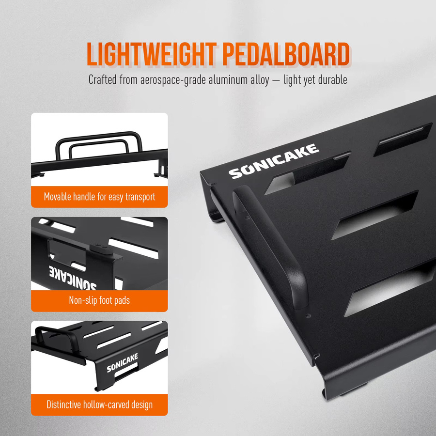 SONICAKE Gitarren-Pedalboard in Schwarz mit Pedalen, Kabelbindern und Patchkabeln - Bild 3