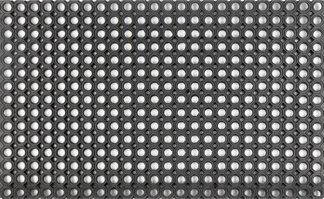 Karat homeliving Ringgummimatte Octagon mit großen Löchern in Schwarz, Stärke: 23 mm - Bild 1