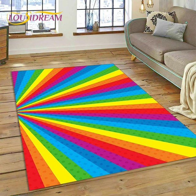 JGJG Regenbogen Illusions-Cartoon-Teppich aus Polyester, Mehrfarbig, B/T: 60 x 90 cm - Bild 1