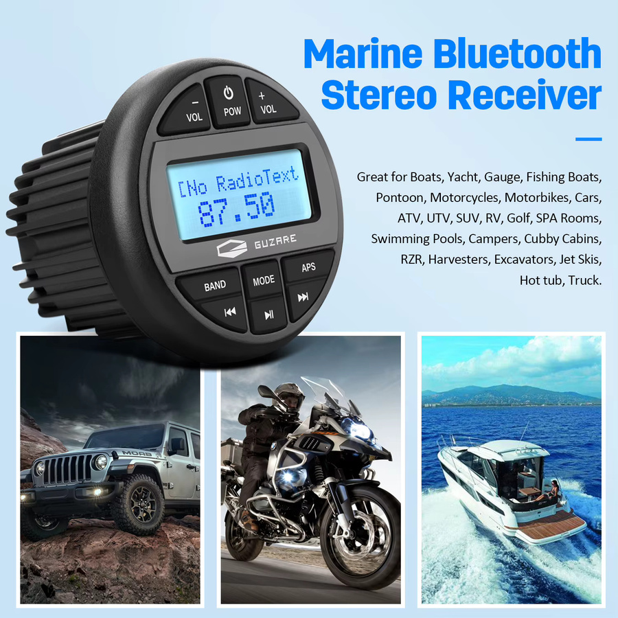 GUZARE Marine DAB+ Radio Stereo in Schwarz mit Bluetooth, AM/FM und MP3 Player für Boot, Yacht und Jetski - Bild 4