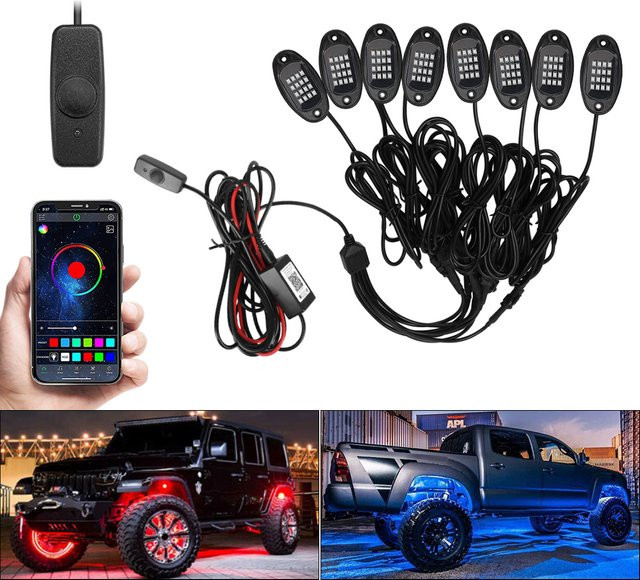AINYSZIN RGB LED Auto Chassis Licht mit Bluetooth App-Steuerung und Musik-Sync für Jeep, Offroad-Fahrzeuge und Lkw, Multicolour - Bild 1