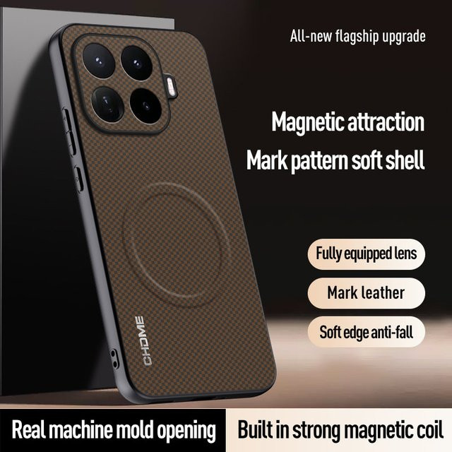 Magnetische Schutzhülle aus geprägtem PU-Leder für Xiaomi 17T und 15T Pro in Schwarz - Bild 1