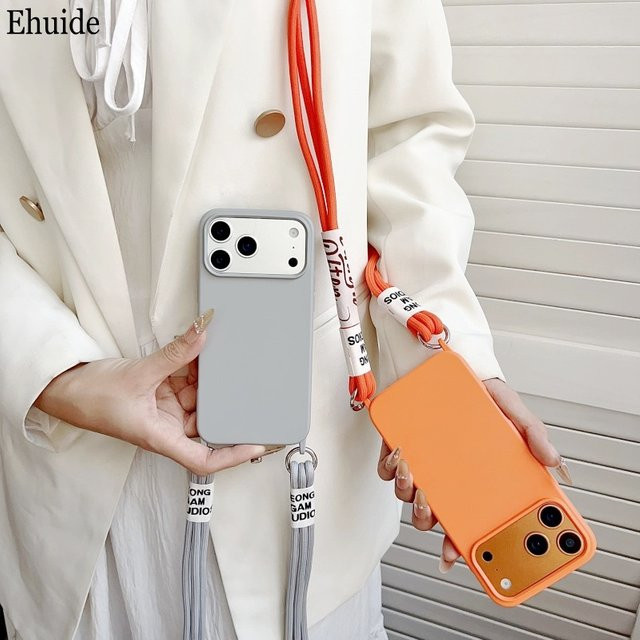 EHUIDE Silikon Lanyard-Hülle für iPhone 11 bis iPhone 17 Pro Max, luftstoßfest, Crossbody-Halsband, Farbe: Grün - Bild 1
