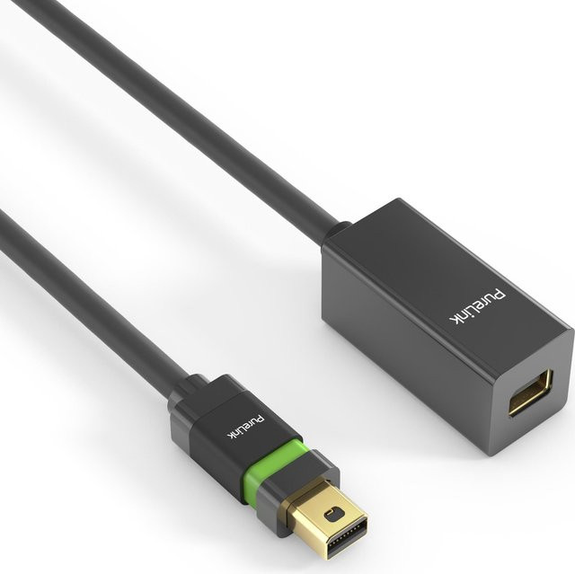 PureLink Ultimate Series DisplayPort-Verlängerungskabel Mini DisplayPort (M) zu Mini DisplayPort (W) mit Verriegelung, DisplayPort 1.2, 4K 60 Hz, Schwarz, Länge: 1,5 m - Bild 1