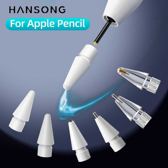 6-teiliges Ersatzspitzen-Set für Apple Pencil Pro und USB-C Modelle, Mix aus 2B, 2H, 3.0 und 4.0 Stylus Tips in Weiß - Bild 1