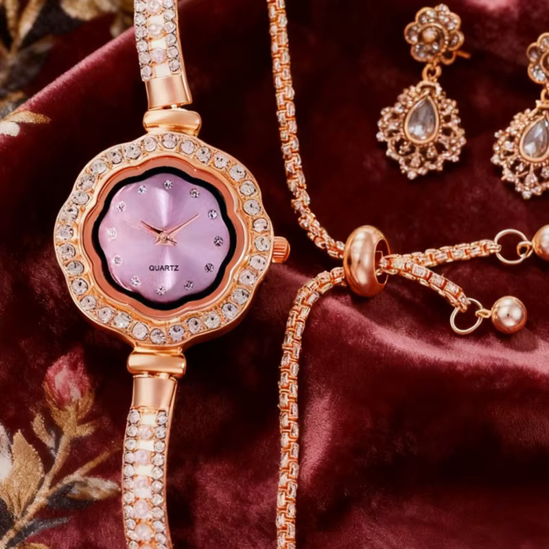 Armbanduhr Quarz, Edelstahl, Roségold, Rosa, Damen - Bild 2