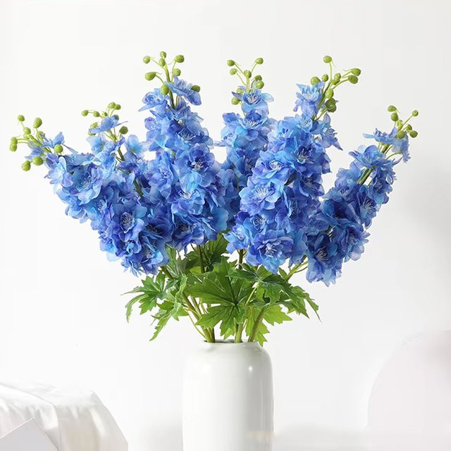 5 Stück künstliche Delphinium Blumen von Anlincong in Violett, Blau und Rot, Textil-Blumen für Hochzeitsdekoration und Wohnzimmer-Ornamente - Bild 1