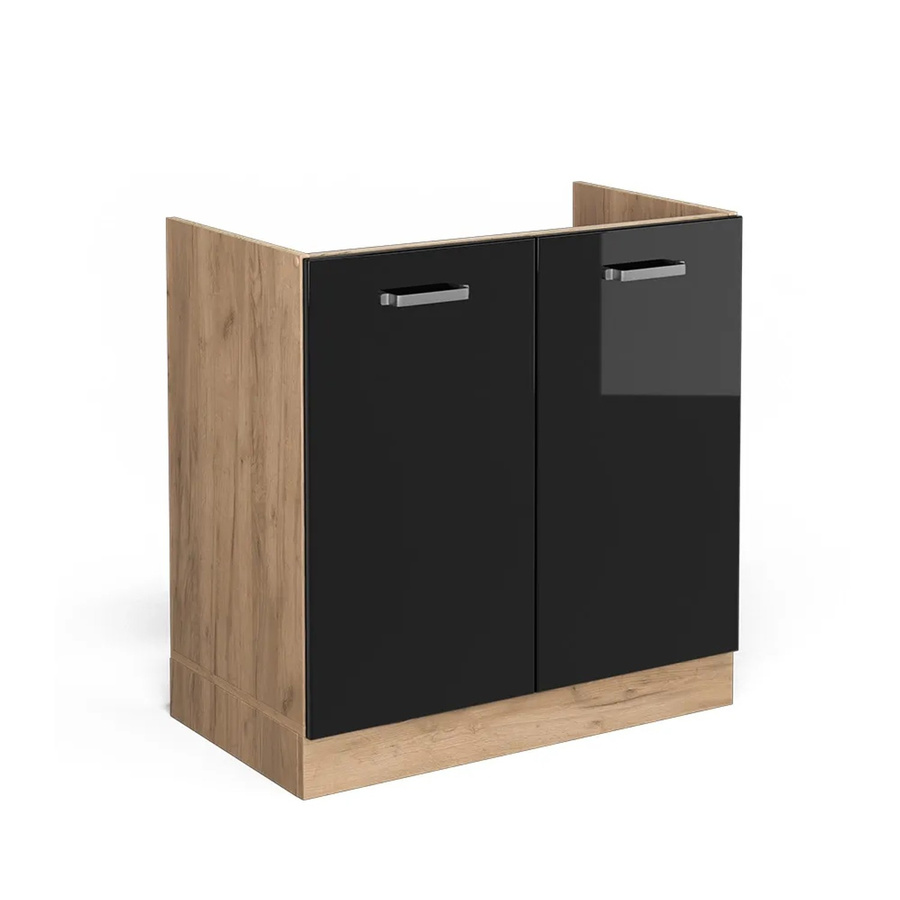 Vicco Spülenunterschrank R-Line Küchenschrank in Schwarz und Eiche modern mit Breite: 80 cm - Bild 2