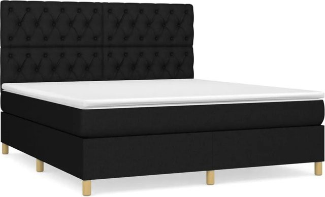 vidaXL Boxspringbett Hybrid mit Matratze und Taschenfederkern, Schwarz, B/T: 160 x 200 cm - Bild 1