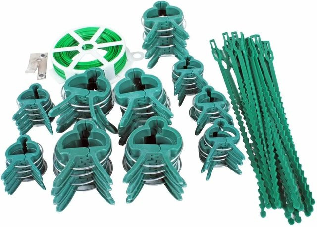Jardinion Pflanzenclip Set 61-teilig in Grün als Rankhilfe für den Ziergarten und Gemüsegarten aus Kunststoff - Bild 1