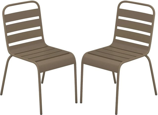 MYLIA Gartenstuhl Mirmande aus Metall in Taupe, stapelbar - Bild 1