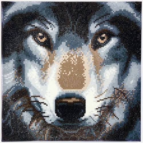 Crystal Art Wolf Wandbild mit Kristallen auf Leinwand B/H: 30 x 30 cm - Bild 1
