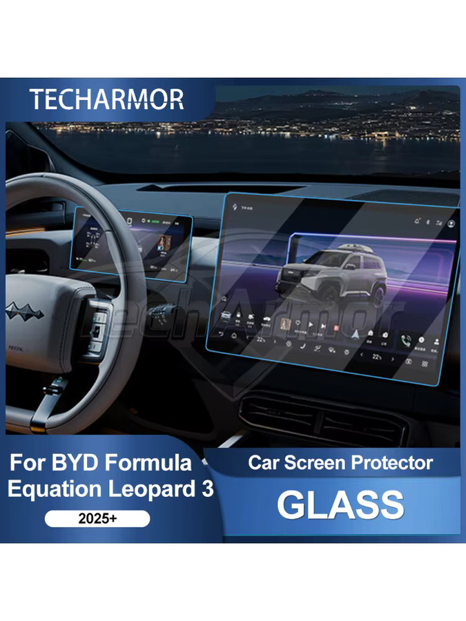 BYD Formula Leopard Titanium 3 Schutzfolien-Set aus gehärtetem Glas für GPS-Navigation und Armaturenbrett, transparent - Bild 4