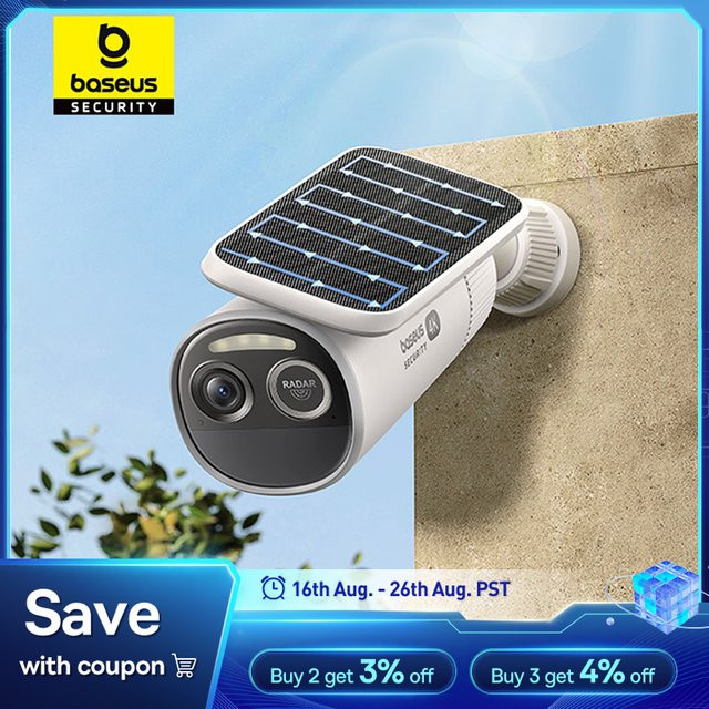 Baseus Beveiliging S2 Buitencamera 4K Solar-Außenkamera mit Wifi, Smart Face ID und IP67 Wasserdichtigkeit in Weiß - Bild 1
