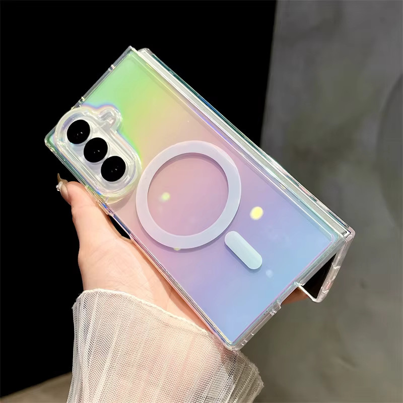 Magnetische MagSafe Hard Cover Hülle mit Regenbogen Farbverlauf für Samsung Galaxy Z Flip 7 Z Fold 7 6 5 4 3 in Multicolour - Bild 2