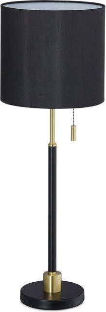 Relaxdays Tischlampe aus Stahl und Kunstseide in Schwarz und Gold mit Zugschalter, Höhe: 69 cm, Durchmesser: 24 cm - Bild 1