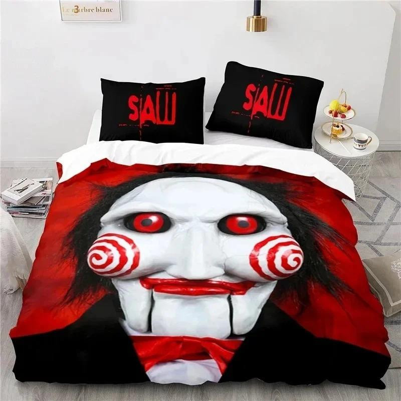 Lodestar Saw Horror Film Bettwäsche Set aus Mikrofaser mit Bettbezug und Kissenbezug, Mehrfarbig, B/H: 135 x 200 cm - Bild 1