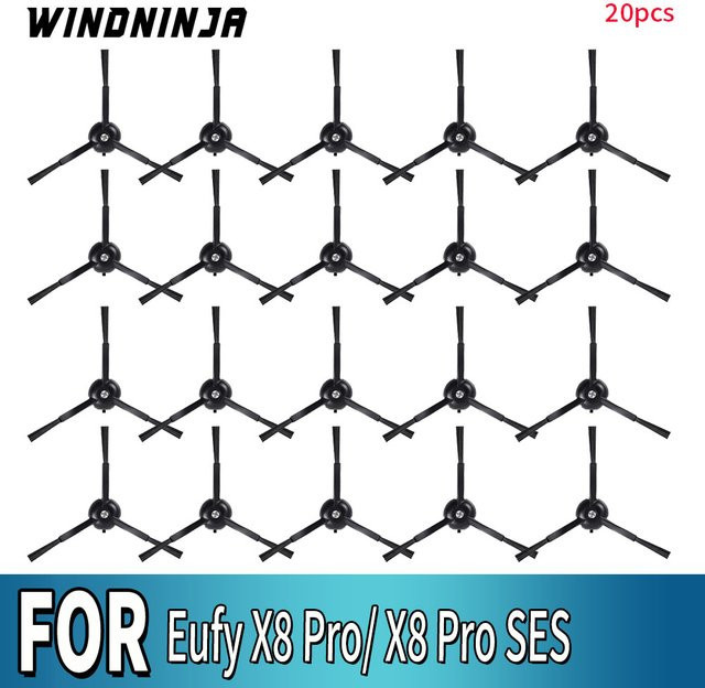 WINDNINJA Ersatz-Seitenbürsten für Eufy X8 Pro und X8 Pro SES Roboterstaubsauger in Schwarz - Bild 1