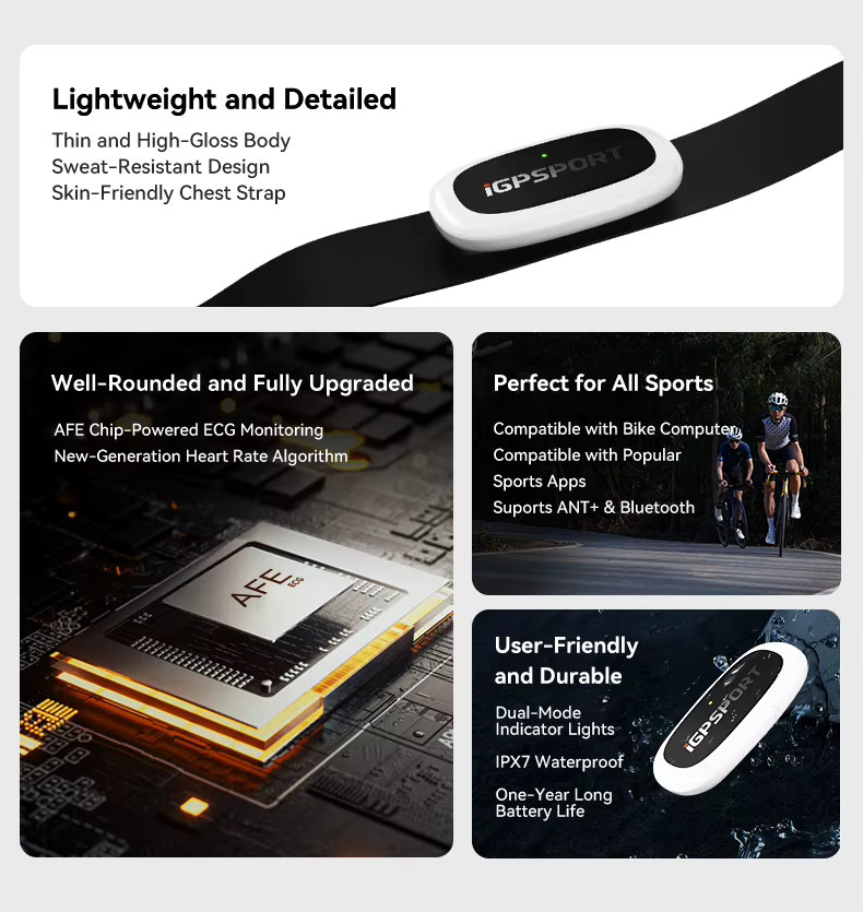 IGPSPORT HR50 Herzfrequenzmesser Brustgurt in Schwarz für Radfahren, Laufen und Fitness Training kompatibel mit Garmin, Bryton und XOSS - Bild 2