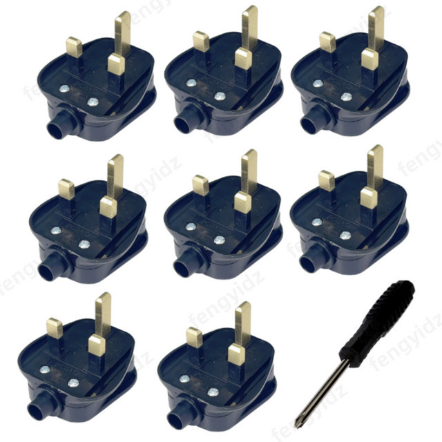 Fengyidz 4er Set UK-Stecker Typ G, 3-polig, wiederverdrahtbar, 13 A, in Schwarz und Weiß - Bild 1