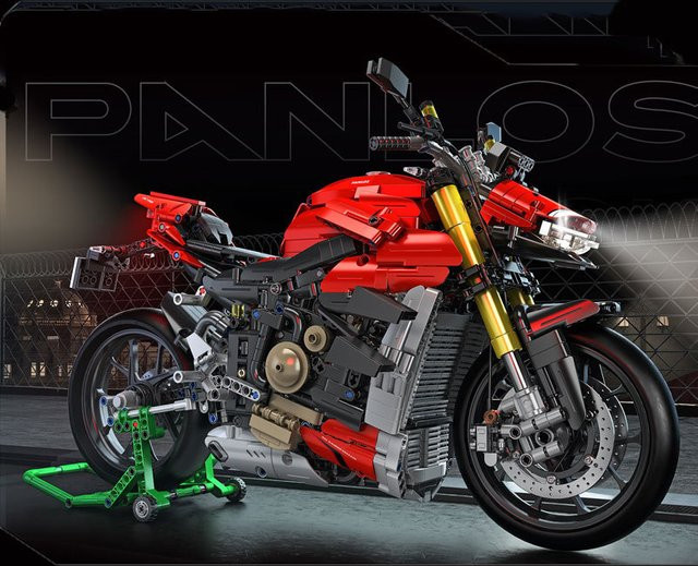 CETYL MOC Racing V4 Motorrad Bausteine Set, 2221 Teile, Modell 1:5, Rot - Bild 1