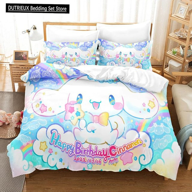 Sanrio Cinnamoroll Bettwäsche-Set aus Mikrofaser für Kinder, bestehend aus Bettbezug und Kissenbezug, Mehrfarbig, B/H: 135 x 200 cm - Bild 1