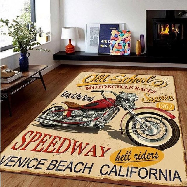 Karpetti Retro Motorrad Bereichsteppich Rutschfest, B/T: 40 x 120 cm, Multicolour - Bild 1