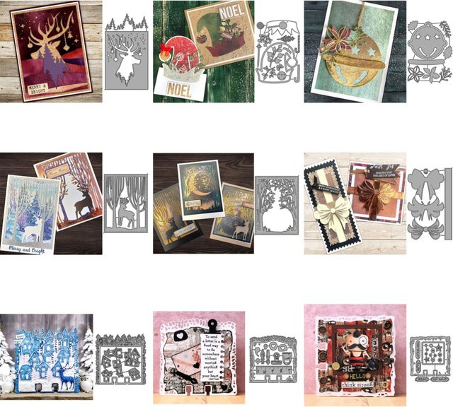 Metall Stanzformen für DIY Scrapbooking Weihnachten Wald Rentier und Schneeflocke Silber - Bild 1