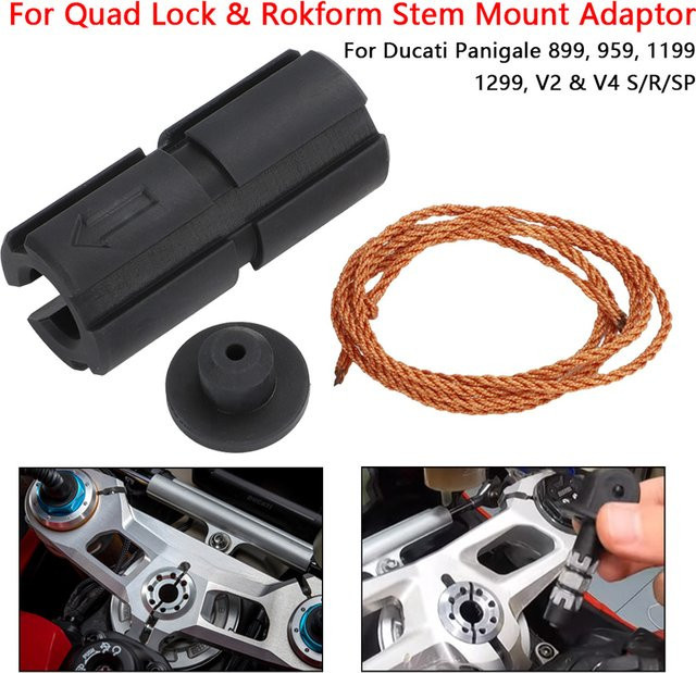 Quad Lock und Rokform Vorbau-Montageadapter für Ducati Panigale 899 959 V2 V4 S R SP in Schwarz - Bild 1
