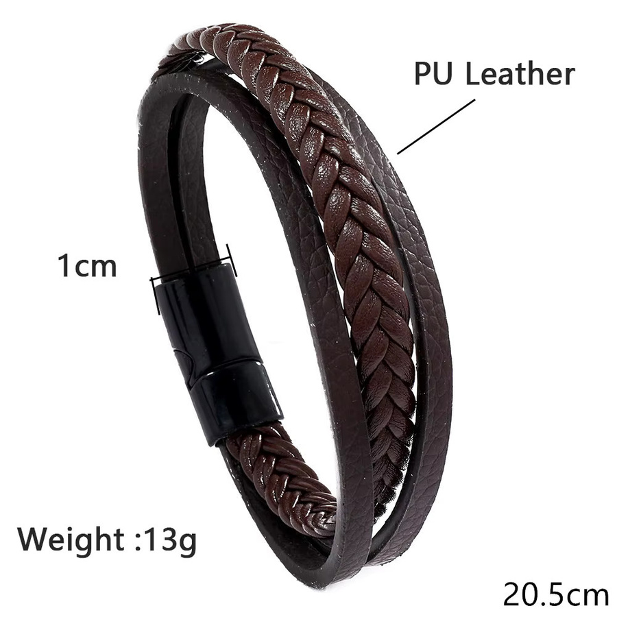 Noter Armband, PU Leder, Edelstahl, Schwarz, Herren - Bild 3