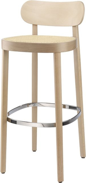 Thonet Barhocker 118 H Ht aus Buche mit Rohrgeflecht in Braun - Bild 1