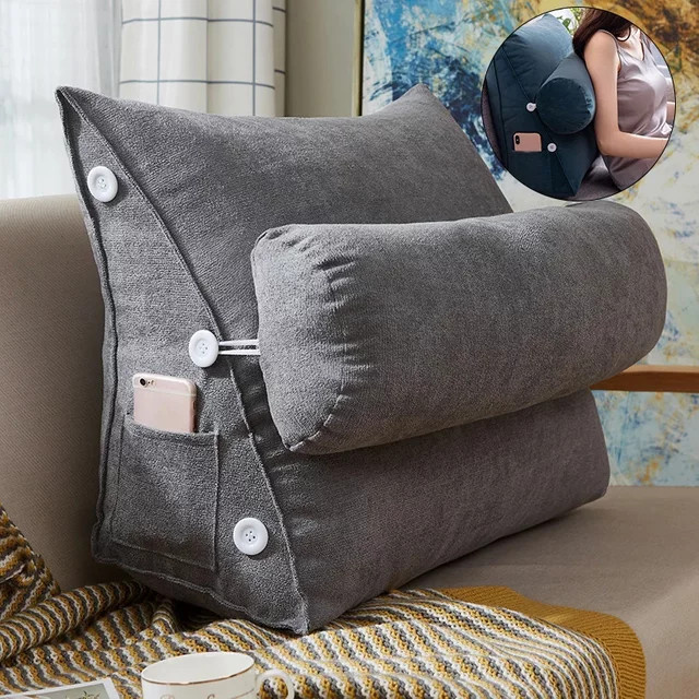 HOLAROOM Dreieckiges Keilkissen als Rückenlehne und Lendenstütze für Bett, Stuhl und Sofa - Bild 1